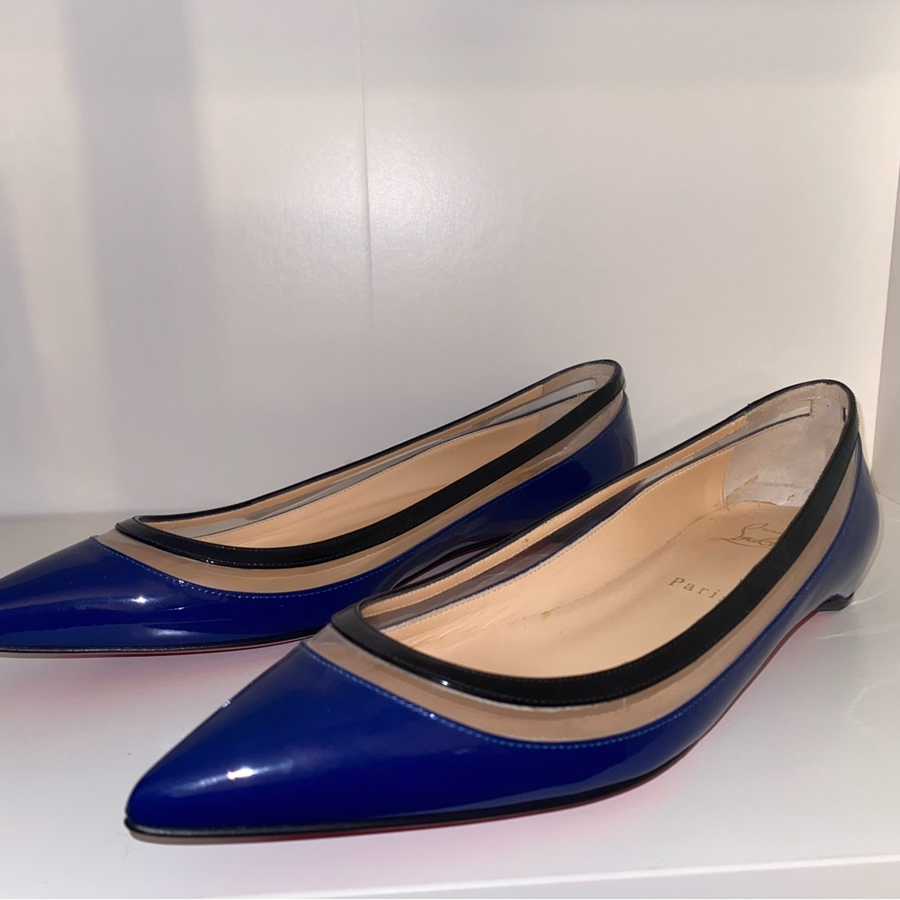 Christian Louboutin Blue Patent Leather Flats